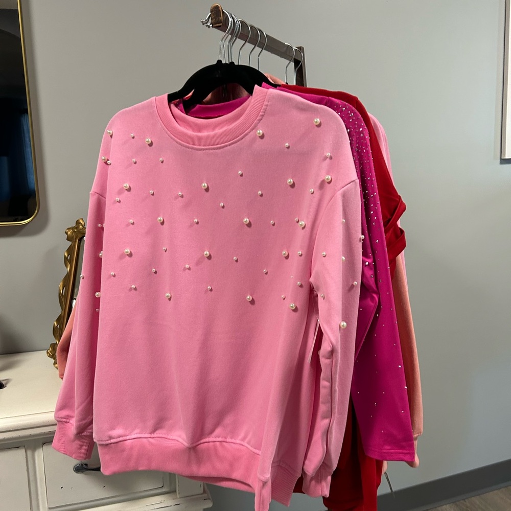 Pink Pearl Embellished Sweatshirt